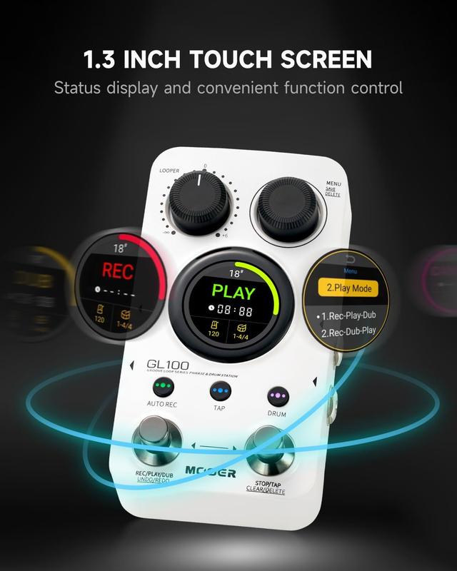 Pedal Looper MOOER GL100 - Máquina de Tambor com 100 Slots e 300